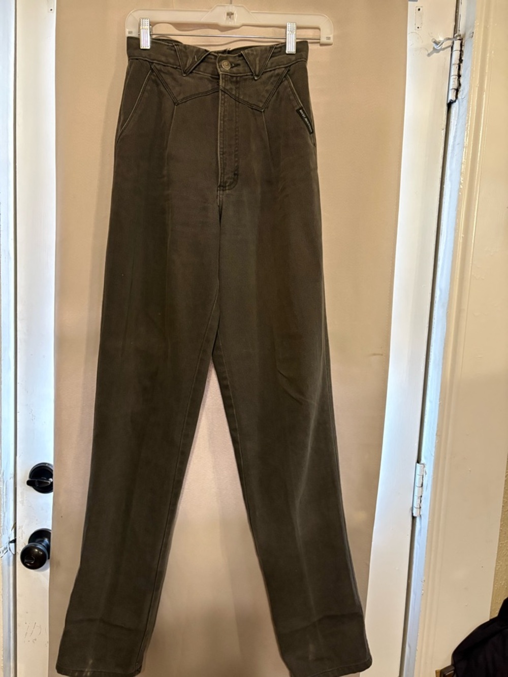 High-Rise Straight Leg Jeans in Olive for Women